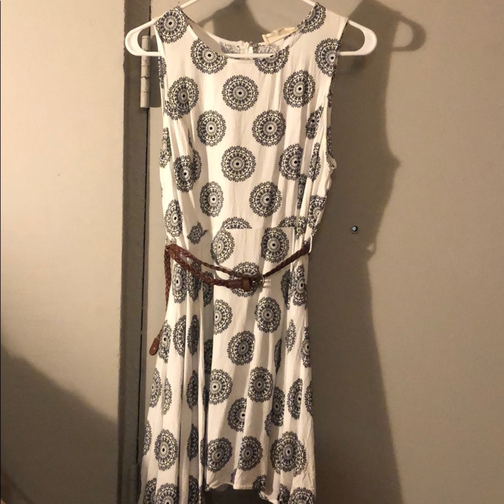 Fun black and white dress with braided waist belt